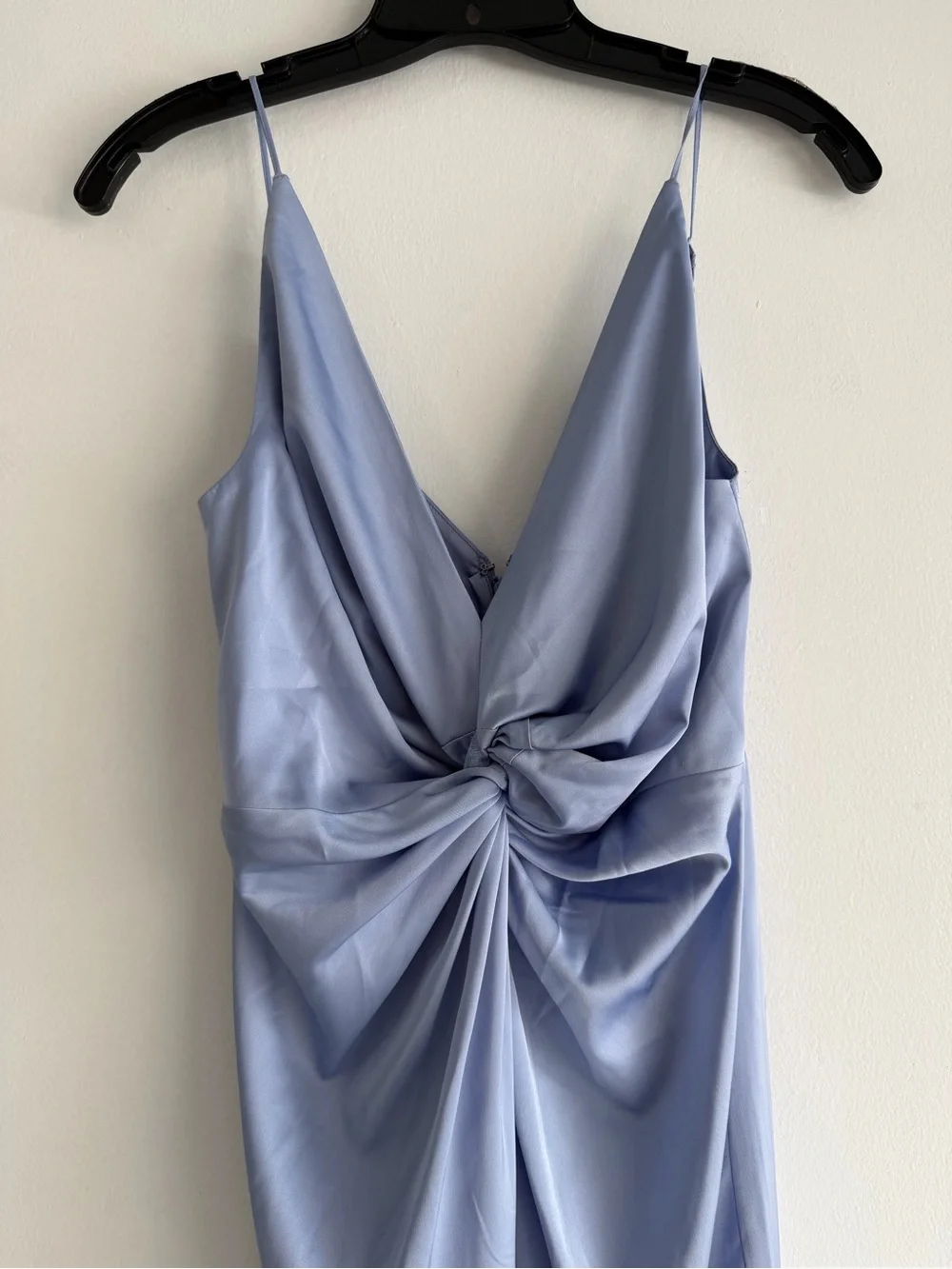 Abercrombie and Fitch Satin Blue Draped Twist-Front Maxi Dress XS 8515